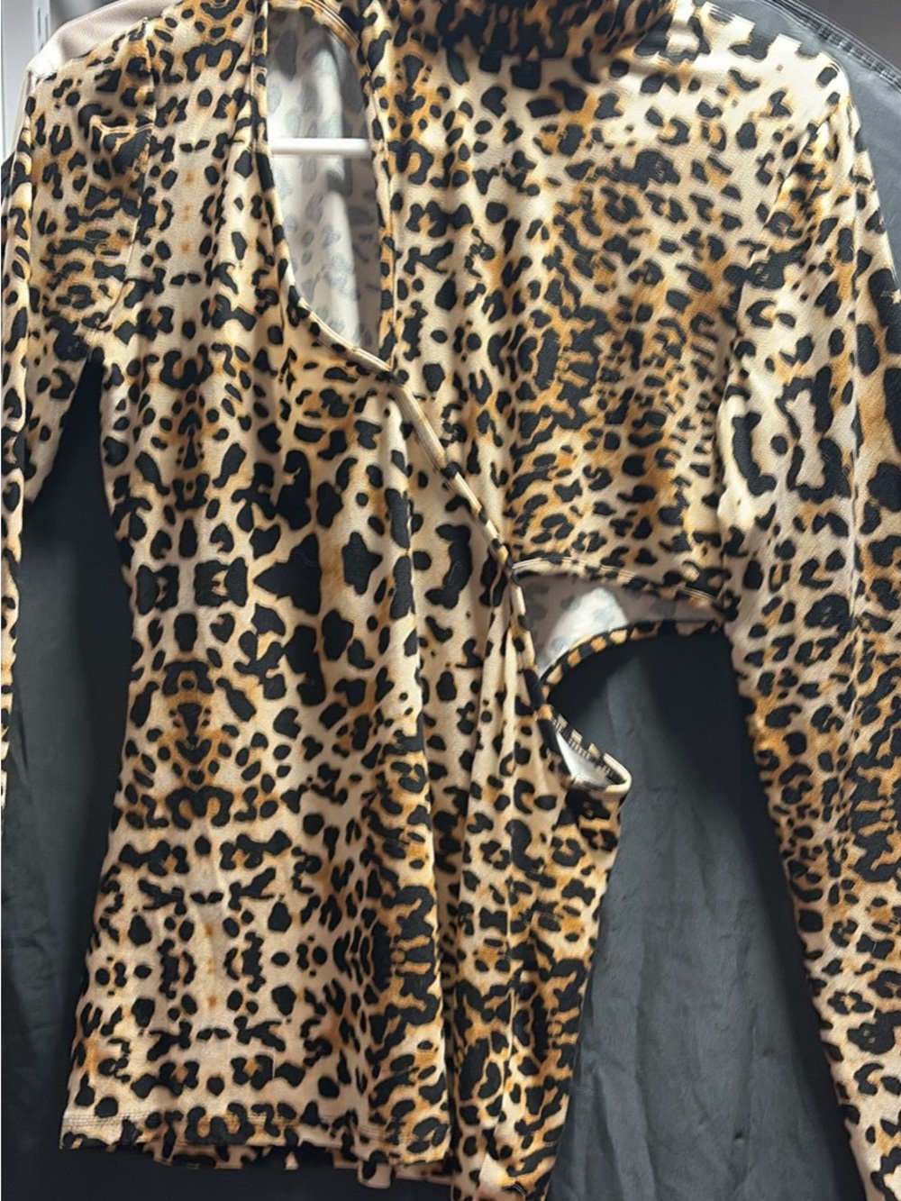 VENUS Leopard Wrap Crop Top in Tan, Black, Gold